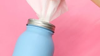 【DIY】Change  MASON JAR into TISSUE CASE!!＊メイソンジャーをティッシュケースに簡単リメイク＊