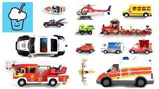 Playmobil プレイモービル collections with fire truck police ambulance