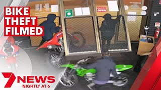 14-year-old boy among gang of thieves filmed stealing motorbikes at Gepps Cross | 7NEWS