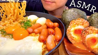 【咀嚼音】辛ラーメン！ゆで卵おにぎり！/ASMR/EatingSounds/Mukbang/먹방