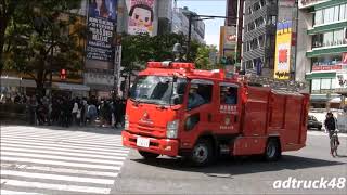 渋谷交差点を走行する緊急走行する緊急車両！