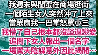 我週末與閨蜜在商場逛街，一個陌生女人突然沖了上來，當眾扇我一巴掌怒罵小三，我懵了自己根本都沒談過戀愛，追問下女人報出一個名字，一場驚天陰謀意外因此揭開…【倫理】【都市】