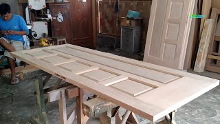 membuat pintu model semi minimalis , tukang kayu