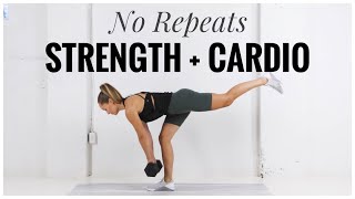 NO REPEAT HIIT Workout // At Home STRENGTH + CARDIO