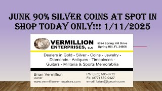 Florida Coin Dealer is Selling Junk 90% Silver Coins @ Spot = 21.78xFV in shop today only!!! 1/11/25