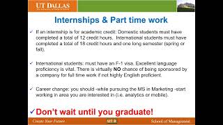 UT Dallas, MS Marketing Internships,Teaching Assistant Positions, and Campus Jobs