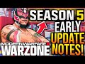 WARZONE: All EARLY SEASON 5 UPDATE PATCH NOTES! Server Updates, Major Bug Fixes, & More!