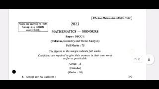 Calcutta University 1st sem CCF Mathematics honours 2023 Question paper | cu 1st sem MDC \u0026 SEC-1 PYQ