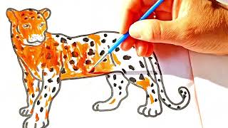 Leopard coloring page , paints, Coloring books, drawing, Art