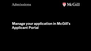 McGill University’s Applicant Portal