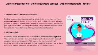 Ultimate Destination for Online Healthcare Services   Optimum Healthcare Provider