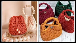 Most outstanding and trendy t shirt yarn bag ideas // crochet handbag // crochet cross body bags