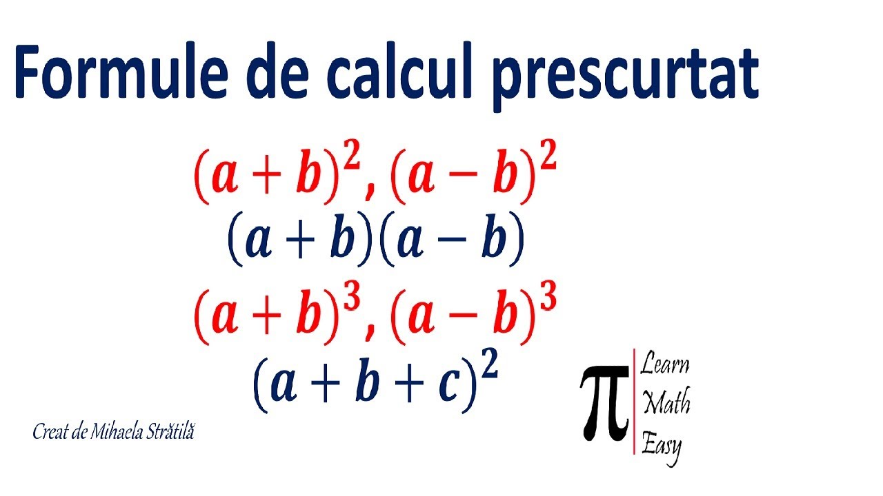 Formule De Calcul Prescurtat. Clasa A VII-a. Clasa A VIII-a. - YouTube