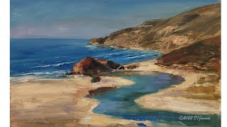 Seascape Painting Techniques for acrylics or oil  Big Sur River