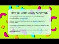 how is health equity achieved women s health and harmony