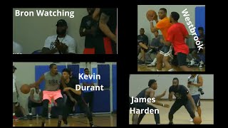 NBA STARS SCRIMMAGE KEVIN DURANT, WESTBROOK ,PAUL GEORGE ,JAMES HARDEN (while LEBRON Watching)