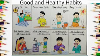 Good and Healthy Habits drawing l Good Habits chart drawing for school project
