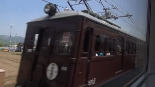 【東武鉄道】特急りょうもう号[赤城駅]～[相老駅]間、車窓。途中《デハ100型電車》とすれ違い