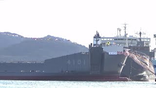 令和6年11月28日　陸上自衛隊中型輸送艦「ようこう」進水　広島県尾道市内海造船瀬戸田工場