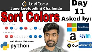 Sort colors - Amazon interview question | leetcode #75 | Python solution
