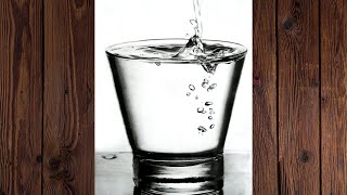 Realistic Glass of water Pencil sketch || Drawing tutorial || How to draw 3D sketch simple and easy.