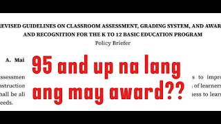 NEW GRADING SYSTEM AND AWARDS AND RECOGNITION FOR SCHOOL YEAR 2026-2027-POLICY BRIEFER ONLY