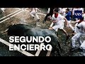 Encierro de San Fermín: Peligroso recorrido con el suelo mojado por la llúvia