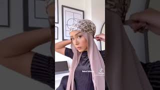 Satin scarf hijab tutorial 🤍 الحجاب #hijabi #hijabista #hijabiz #hijabers #satin #scarftutorial