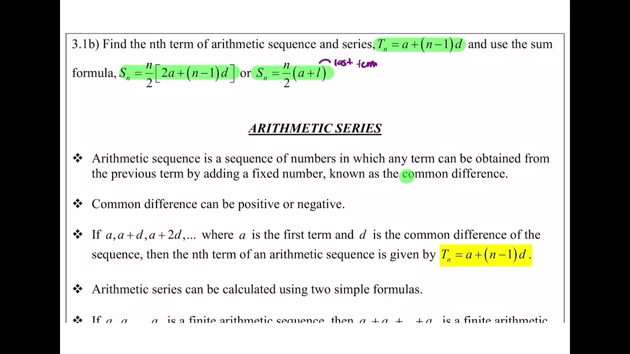 Arithmetic Series Part 1 Youtube