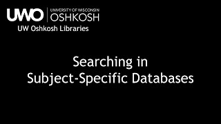 Searching in Subject-Specific Databases
