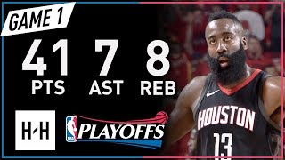 James Harden  Game 1 Highlights Jazz vs Rockets 2018 NBA Playoffs - 41 Pts, 7 As
