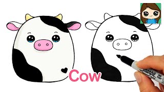 How to Draw a Cute Cow Easy 🐄Squishmallows