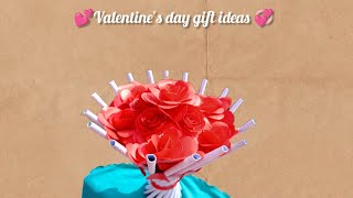 Easy Valentine's Day Craft | Cute Gift ideas 💗 | Valentine's Day Gift ideas 💗 | Diy Paper Bouquet 💐