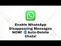 How to Enable Disappearing Messages on WhatsApp (Auto-Delete Chats!)