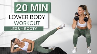 20 min LOWER BODY WORKOUT | With Dumbbells (And Without) | Low Impact | Legs and Booty