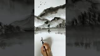 一分钟画山水，看了你也会。#art #chineseart #paintingtutorial #tutorial