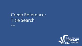 Credo Reference: Title Search