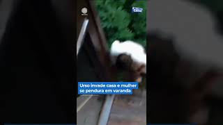 Urso invade casa e mulher se pendura em varanda #shorts