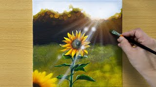 How to Paint a Sunflower in Acrylic / STEP by STEP #156 / 아크릴화
