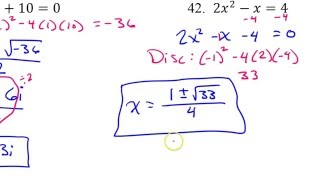 Day 1   Unit 1   #40 to #42   Solve Using the Quadratic Formula