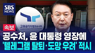 공수처, 윤 대통령 영장에 '텔레그램 탈퇴·도망 우려' 적시 / SBS