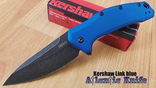 KERSHAW LINK BLACKWASH A/O BLADE BLUE ALUMINUM HANDLE FOLDING KNIFE EDC 1776NBBW