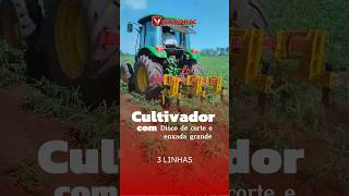 Cultivador 3 Linha com enxada e disco de corte frontal, Indicado para plantas Daninhas que tem cipó.