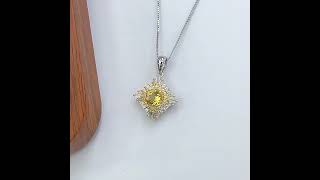 S925 Platinum \u0026 Gold-Plated Citrine Gemstone Silver Pendant for Women