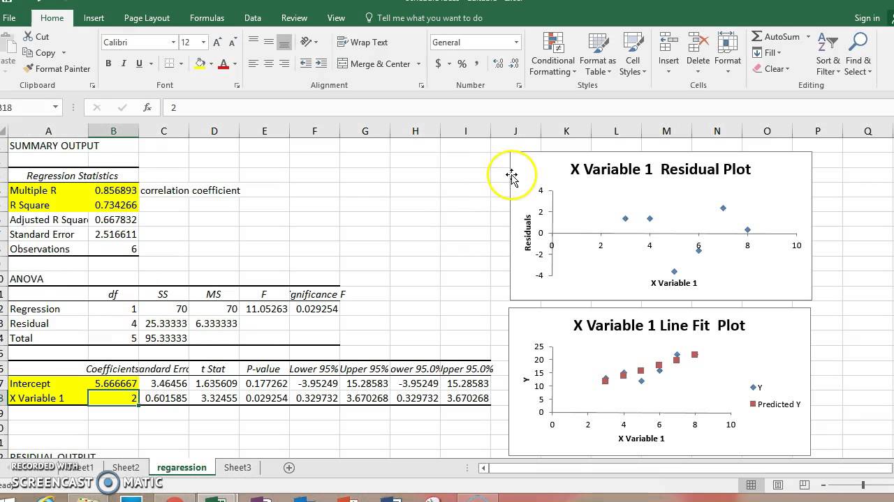 Regresion lineal en excel