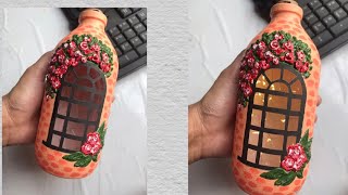 Bottle art/Clay art on bottle/Bottle decoration