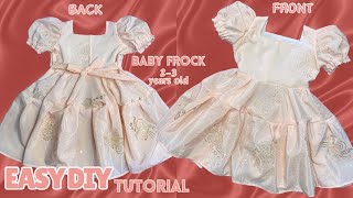 How to cut & sew Baby Frock with Puff Sleeves. Frill Baby Frock Cutting and Stitching for 2-3 years