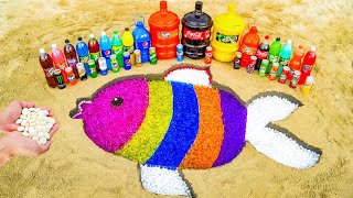 Experiment: How to make Rainbow Fish with Orbeez, Giant Coca Cola vs Mentos, Fanta and Popular Sodas