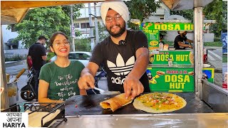 40/- Rupees Only | Mr \u0026 Mrs Singh selling Indian Street Food | Huge Dosas, Pizza Dosa, Uttapam