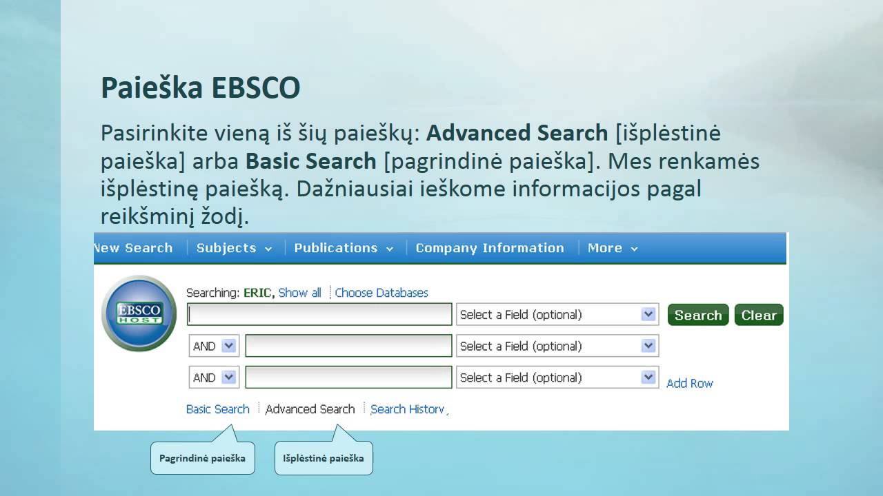 Paieška Ebsco Youtube